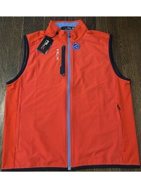 NWT Ralph Lauren RLX Golf Full Zip Wicking Stretch Vest Red/Blue Mens Large $168